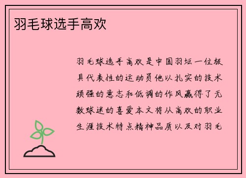 羽毛球选手高欢